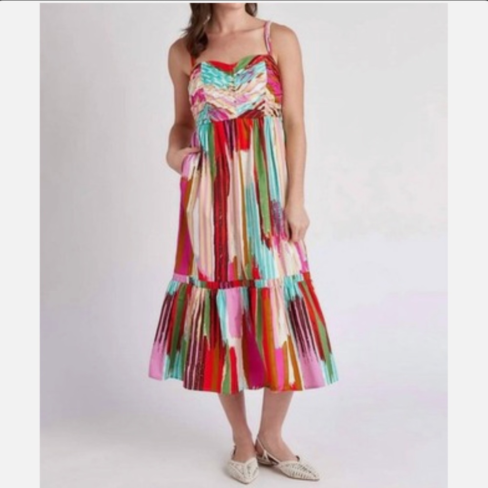 CROSBY by Mollie Burch Sleeveless Maxi Boho Fairy Lined Dress Size XL